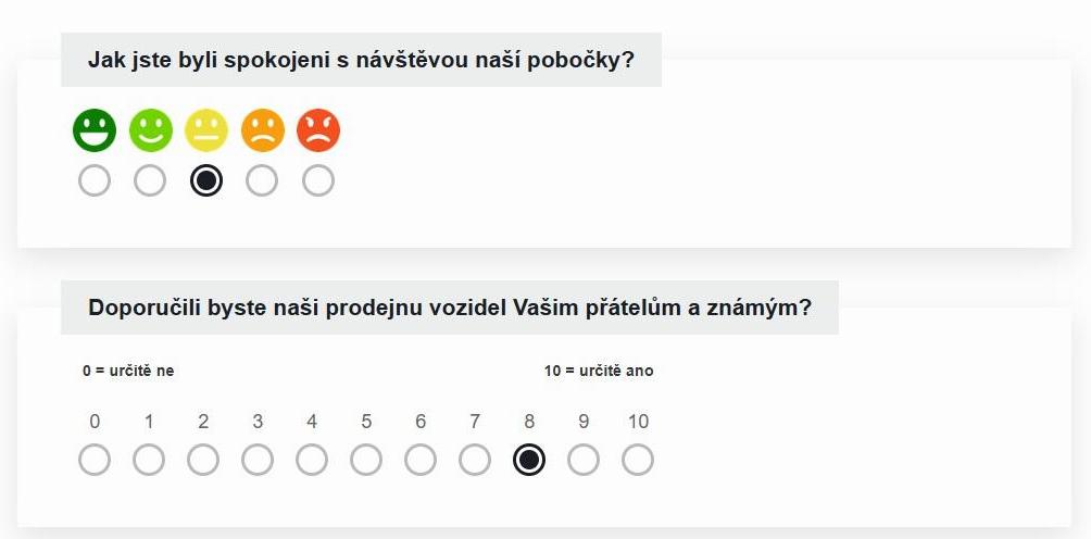 Dotazník na míru podle typu interakce